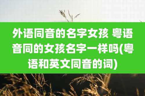 外语同音的名字女孩 粤语音同的女孩名字一样吗(粤语和英文同音的词)