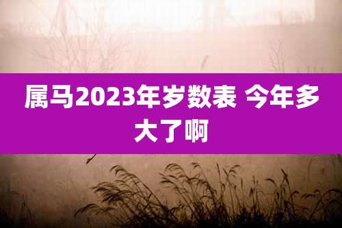 属马2023年岁数表 今年多大了啊
