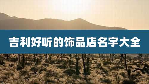 吉利好听的饰品店名字大全
