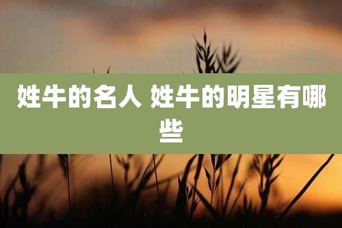 姓牛的名人 姓牛的明星有哪些