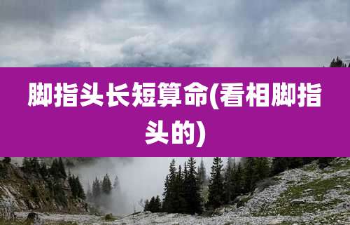 脚指头长短算命(看相脚指头的)