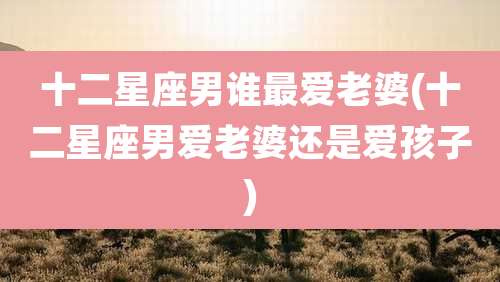 十二星座男谁最爱老婆(十二星座男爱老婆还是爱孩子)