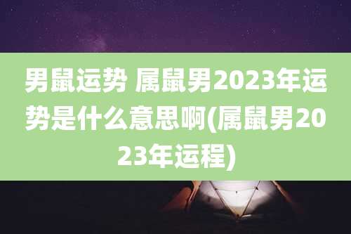 男鼠运势 属鼠男2023年运势是什么意思啊(属鼠男2023年运程)