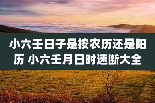小六壬日子是按农历还是阳历 小六壬月日时速断大全