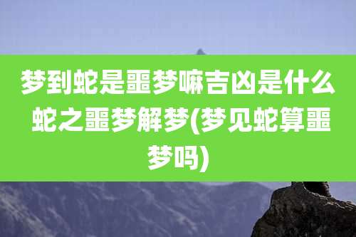 梦到蛇是噩梦嘛吉凶是什么 蛇之噩梦解梦(梦见蛇算噩梦吗)