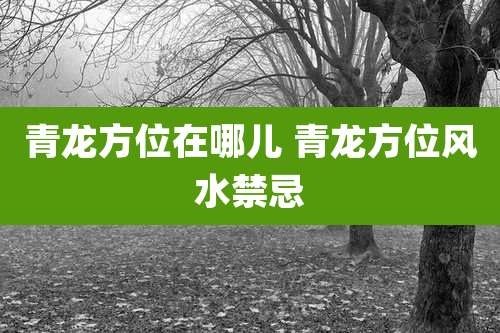 青龙方位在哪儿 青龙方位风水禁忌