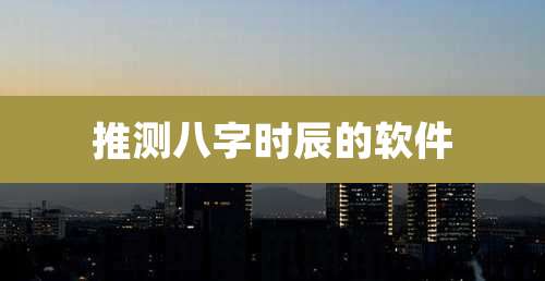 推测八字时辰的软件