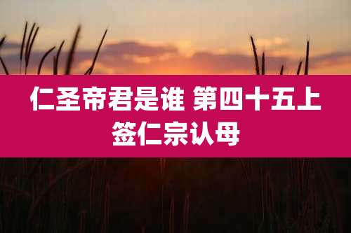 仁圣帝君是谁 第四十五上签仁宗认母