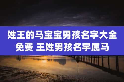 姓王的马宝宝男孩名字大全免费 王姓男孩名字属马