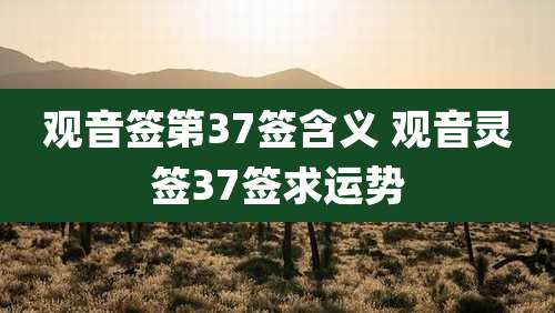 观音签第37签含义 观音灵签37签求运势