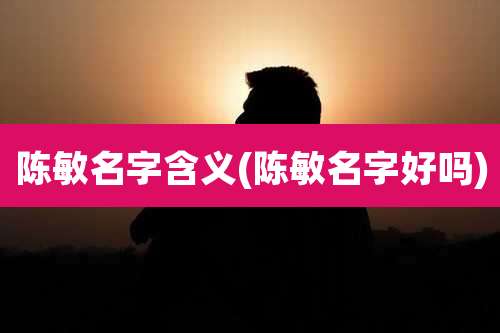 陈敏名字含义(陈敏名字好吗)