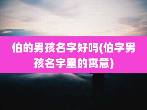 伯的男孩名字好吗(伯字男孩名字里的寓意)