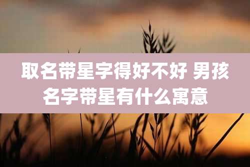取名带星字得好不好 男孩名字带星有什么寓意