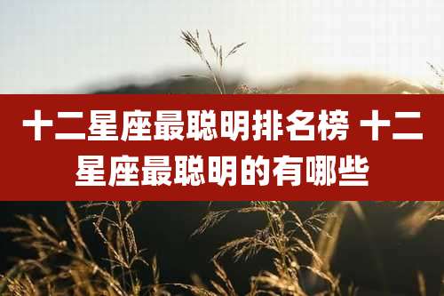 十二星座最聪明排名榜 十二星座最聪明的有哪些