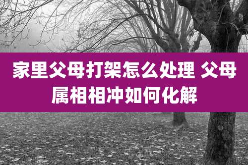 家里父母打架怎么处理 父母属相相冲如何化解