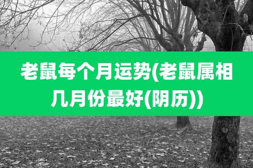 老鼠每个月运势(老鼠属相几月份最好(阴历))