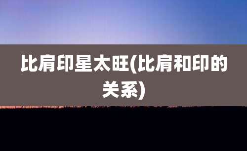比肩印星太旺(比肩和印的关系)