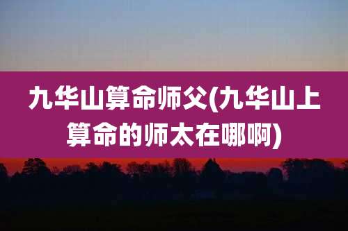 九华山算命师父(九华山上算命的师太在哪啊)