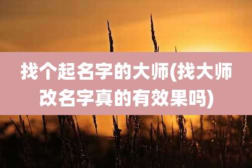 找个起名字的大师(找大师改名字真的有效果吗)