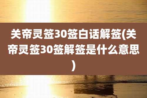 关帝灵签30签白话解签(关帝灵签30签解签是什么意思)