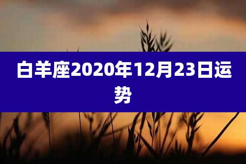 白羊座2020年12月23日运势