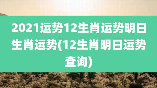 2021运势12生肖运势明日生肖运势(12生肖明日运势查询)