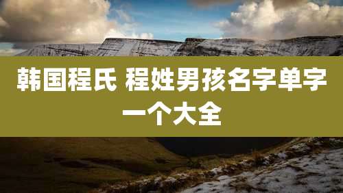 韩国程氏 程姓男孩名字单字一个大全