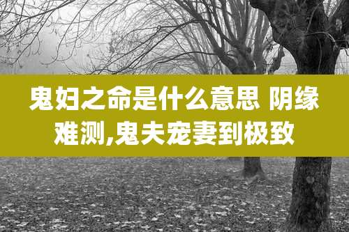 鬼妇之命是什么意思 阴缘难测,鬼夫宠妻到极致