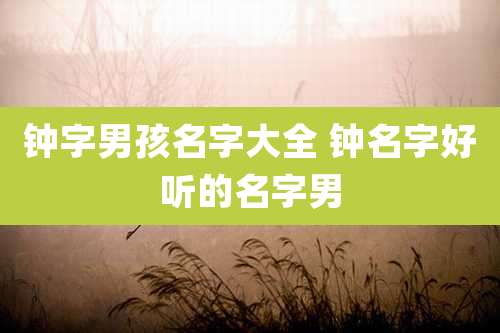 钟字男孩名字大全 钟名字好听的名字男