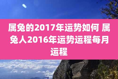 属兔的2017年运势如何 属兔人2016年运势运程每月运程