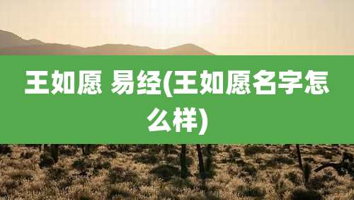 王如愿 易经(王如愿名字怎么样)