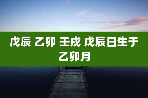 戊辰 乙卯 壬戌 戊辰日生于乙卯月