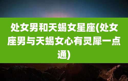 处女男和天蝎女星座(处女座男与天蝎女心有灵犀一点通)