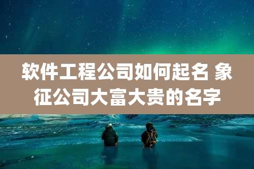 软件工程公司如何起名 象征公司大富大贵的名字