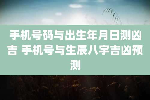 手机号码与出生年月日测凶吉 手机号与生辰八字吉凶预测