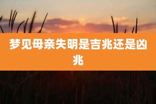 梦见母亲失明是吉兆还是凶兆