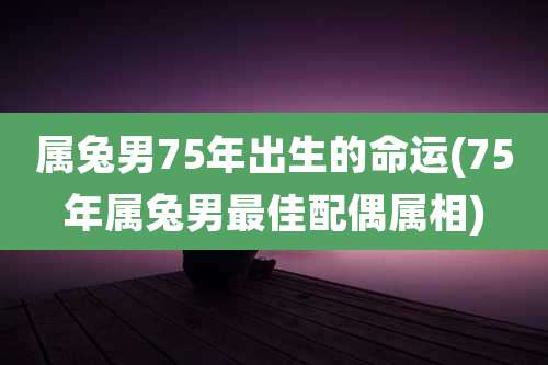 属兔男75年出生的命运(75年属兔男最佳配偶属相)