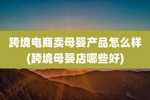 跨境电商卖母婴产品怎么样(跨境母婴店哪些好)