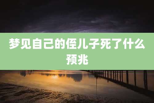 梦见自己的侄儿子死了什么预兆