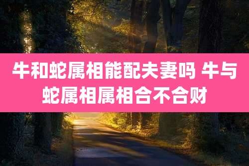 牛和蛇属相能配夫妻吗 牛与蛇属相属相合不合财
