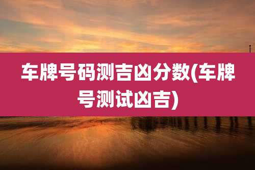 车牌号码测吉凶分数(车牌号测试凶吉)