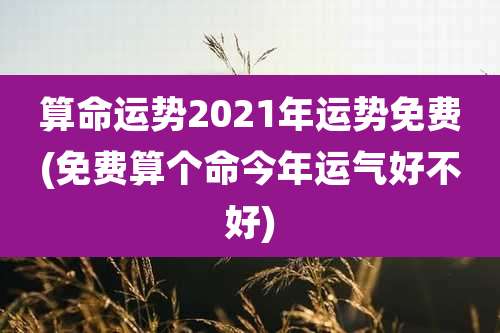 算命运势2021年运势免费(免费算个命今年运气好不好)