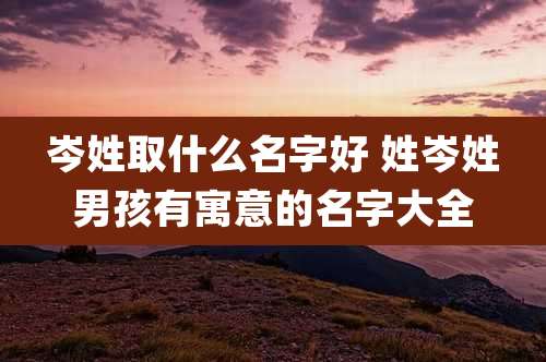 岑姓取什么名字好 姓岑姓男孩有寓意的名字大全