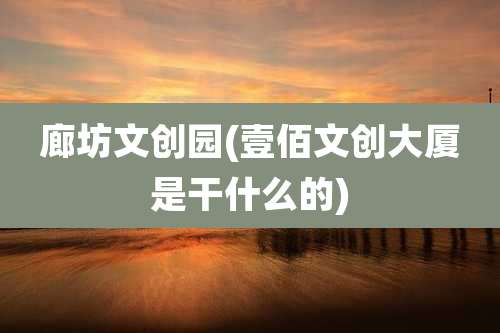 廊坊文创园(壹佰文创大厦是干什么的)