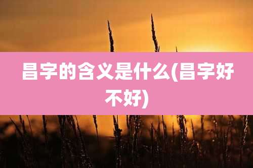 昌字的含义是什么(昌字好不好)