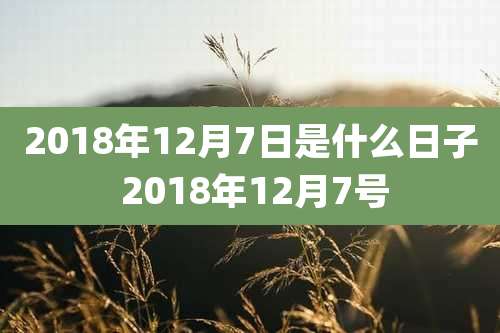 2018年12月7日是什么日子 2018年12月7号