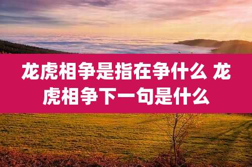 龙虎相争是指在争什么 龙虎相争下一句是什么