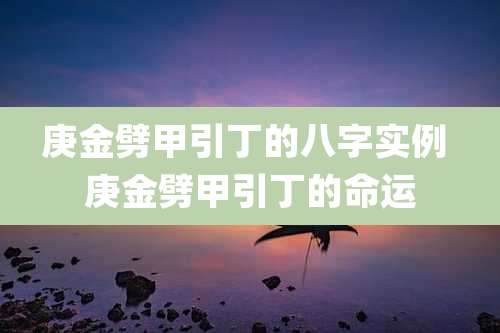 庚金劈甲引丁的八字实例 庚金劈甲引丁的命运