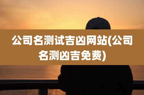 公司名测试吉凶网站(公司名测凶吉免费)