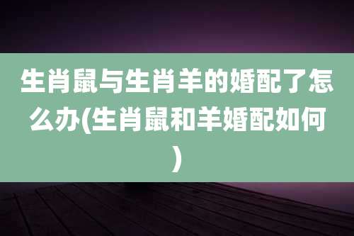 生肖鼠与生肖羊的婚配了怎么办(生肖鼠和羊婚配如何)
